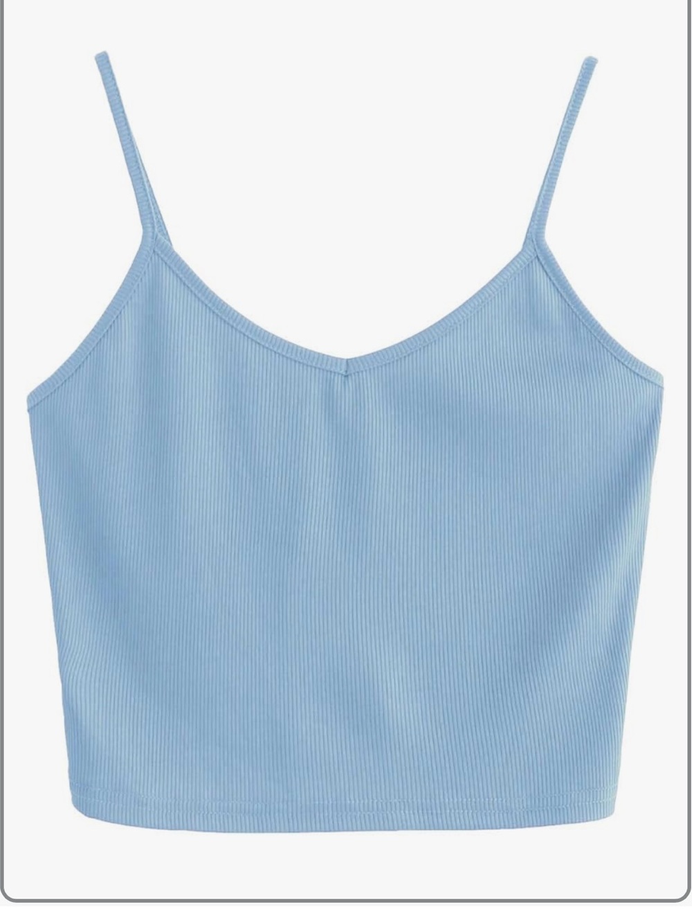 SheIn Women's Casual V Neck Sleeveless Ribbed Knit Cami Crop Top Blue Medium